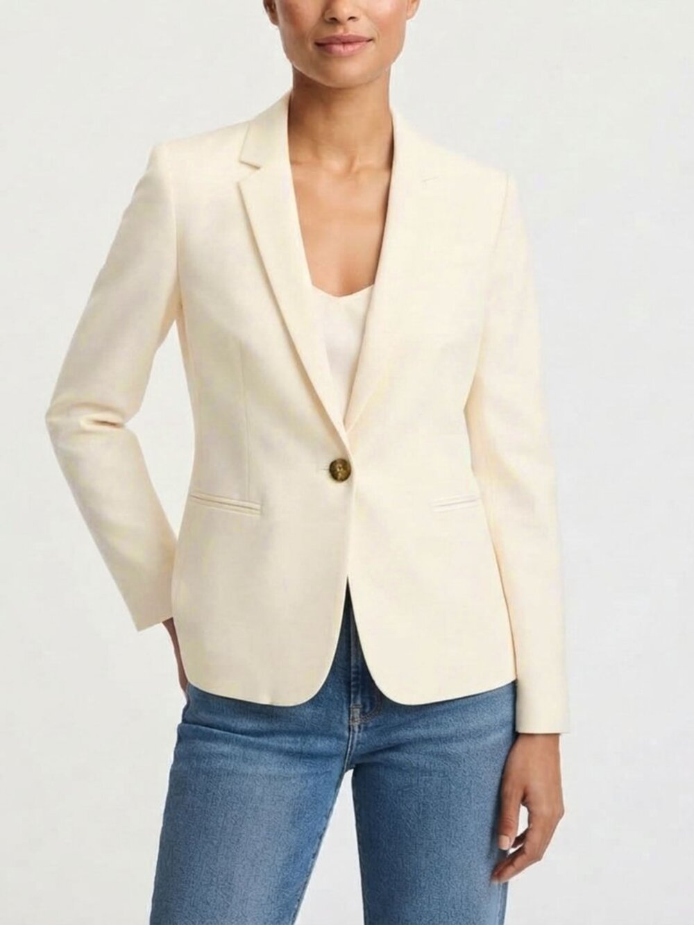 J.Crew Super 120s Wool Tailored Blazer Jacket Cream Women's Size 12